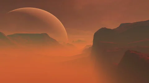 A beautiful animation of a flight over the surface of the red planet Mars Stock Footage