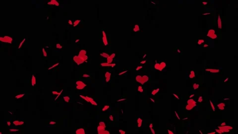Beautiful animation of hearts floating on a black background Stock Footage