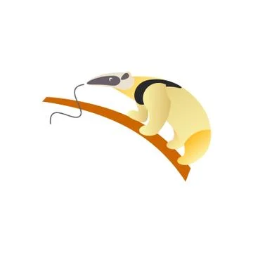 Beautiful antbear cartoon style vector illustration isolated on white backgro Stock Illustration