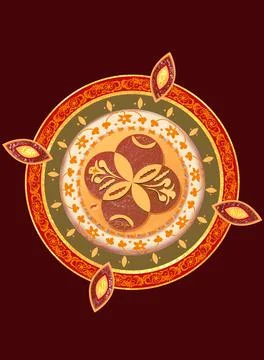 A beautiful antique pattern in a circle, made by hand, in the Old Russian sty Stock Illustration
