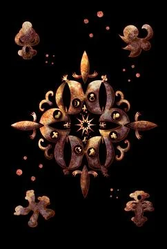 A beautiful antique pattern, as if made of metal, made by hand, in the ancien Stock Illustration