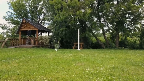 Beautiful arc wedding setup Stock Footage 78357088