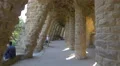 The beautiful arcades of stone columns in Park Guell, Barcelona 4k or 4k+ Resolution