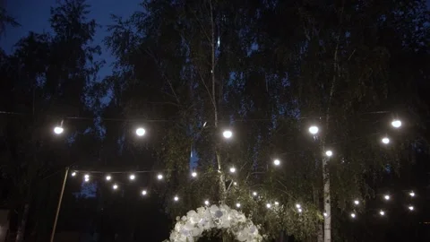 Beautiful arch at night with light from light bulbs. Stock Footage 167435939