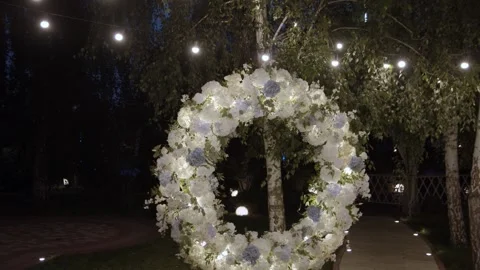 Beautiful arch at night with light from light bulbs. Stock Footage 167435952