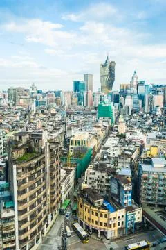 Beautiful architecture building cityscape of macau city Fotos de archivo