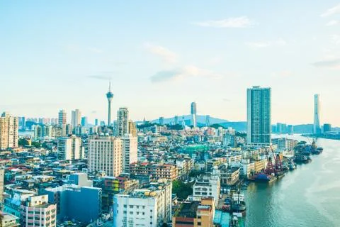 Beautiful architecture building cityscape of macau city Stock Photos