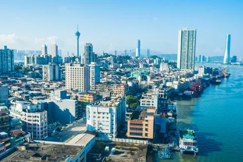 Beautiful architecture building cityscape of macau city Fotos de archivo