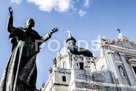 Beautiful architecture- cathedral almudena, madrid, spain Stock Photos