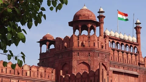 Beautiful architecture of Red Fort also known as Lal Qila. Stock Footage 285346775