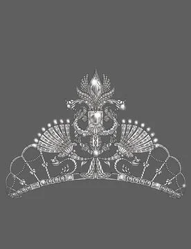 Beautiful Aristocratic Crown With Complex Design Colorless Line Drawing Stock Illustration