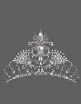Beautiful Aristocratic Crown With Complex Design Colorless Line Drawing. Ma.. Stock Illustration