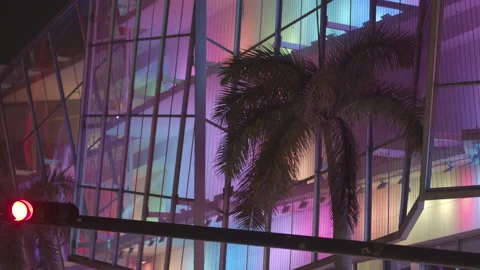 Beautiful array of glowing neon lights 6k blackmagic raw Stock Footage 130885307