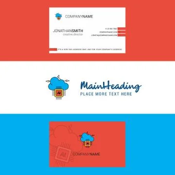 Beautiful Artificial intelligence on cloud Logo and business card. vertical D Stock Illustration