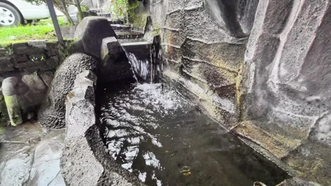 Beautiful Artificial Pool With Mini Waterfall Stock Footage 245498144