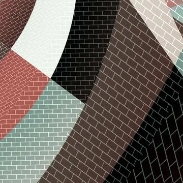 Beautiful asymmetric geometric pattern of bricks of multi-colored harmonious Stockillustratie