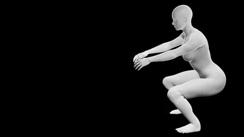 Beautiful athletic young woman posing isolated on black - 3d illustration, .. Stock Illustration