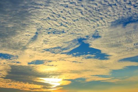 Beautiful atmosphere of the cloud sky at sunset. Stock Photos