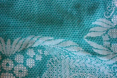 Beautiful authentic Ukrainian pattern on fabric of flowers, leaves, petals. 库存照片