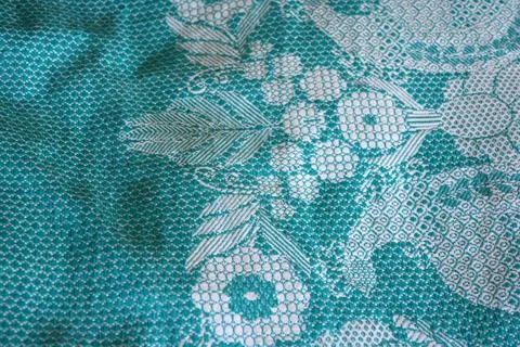 Beautiful authentic Ukrainian pattern on fabric of flowers, leaves, petals. 스톡 사진