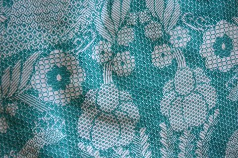 Beautiful authentic Ukrainian pattern on fabric of flowers, leaves, petals. Foto stock