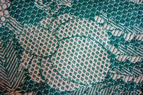 Beautiful authentic Ukrainian pattern on fabric of flowers, leaves, petals. Stockfoto's