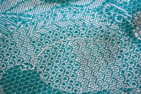 Beautiful authentic Ukrainian pattern on fabric of flowers, leaves, petals. Stockfoto's