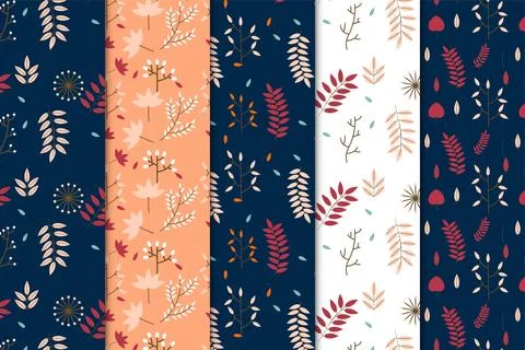 Beautiful autumn pattern decoration on dark, orange, and white backgrounds... Stock Illustration