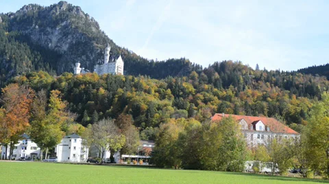 Beautiful autumn view of the Neuschwanstein castle (Bavaria, Germany) Stock Footage 33781663