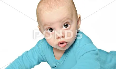 Beautiful baby boy on white background Stock Photos