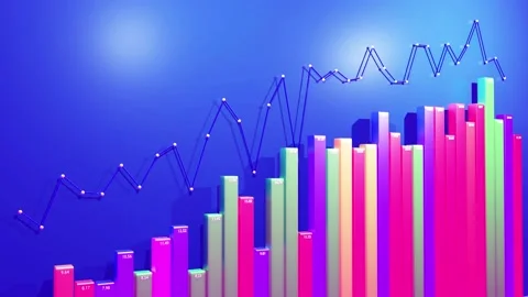 Beautiful background with abstract infographics in loop. Bars, counters and Stock Footage 153601859