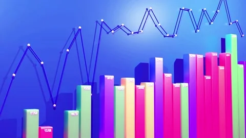 Beautiful background with abstract infographics in loop. Bars, counters and Stock Footage 154558848