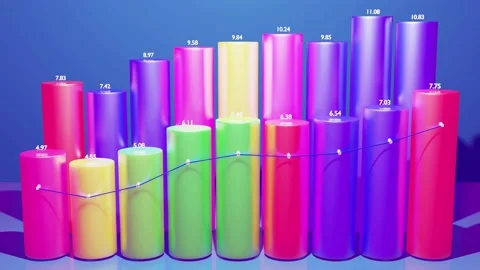 Beautiful background with abstract infographics in loop. Bars, counters and Stock Footage 166974315