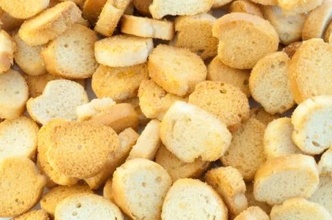 Beautiful background of croutons of bread Stock Photos