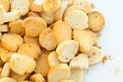 Beautiful background of croutons of bread Stock Photos