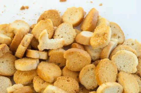 Beautiful background of croutons of bread Stock Photos