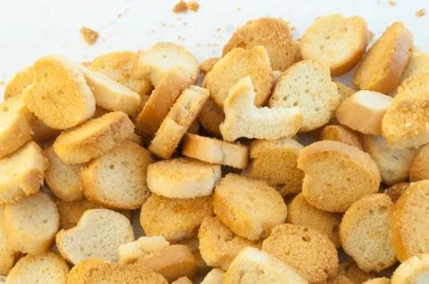 Beautiful background of croutons of bread Stock Photos