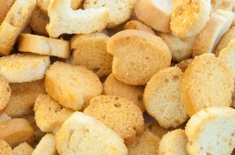 Beautiful background of croutons of bread Stock Photos