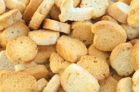 Beautiful background of croutons of bread Stock Photos