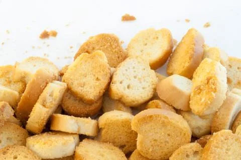 Beautiful background of croutons of bread Stock Photos