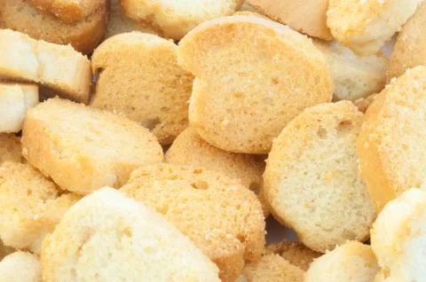 Beautiful background of croutons of bread Stock Photos