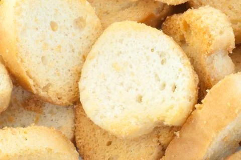 Beautiful background of croutons of bread Stock Photos