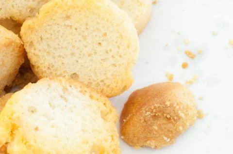 Beautiful background of croutons of bread Foto stock