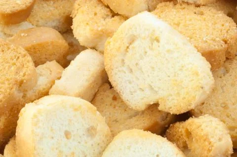 Beautiful background of croutons of bread Stock Photos