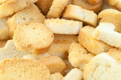 Beautiful background of croutons of bread Stock Photos