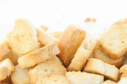 Beautiful background of croutons of bread Stock Photos