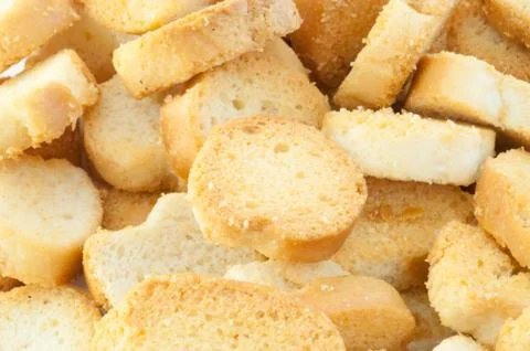 Beautiful background of croutons of bread Stock Photos