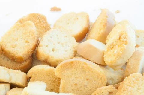Beautiful background of croutons of bread Stock Photos