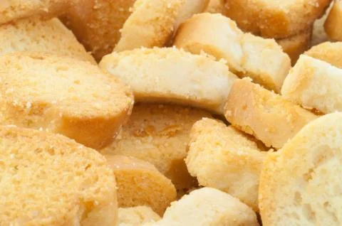 Beautiful background of croutons of bread Stock Photos