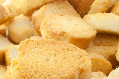 Beautiful background of croutons of bread Stock Photos
